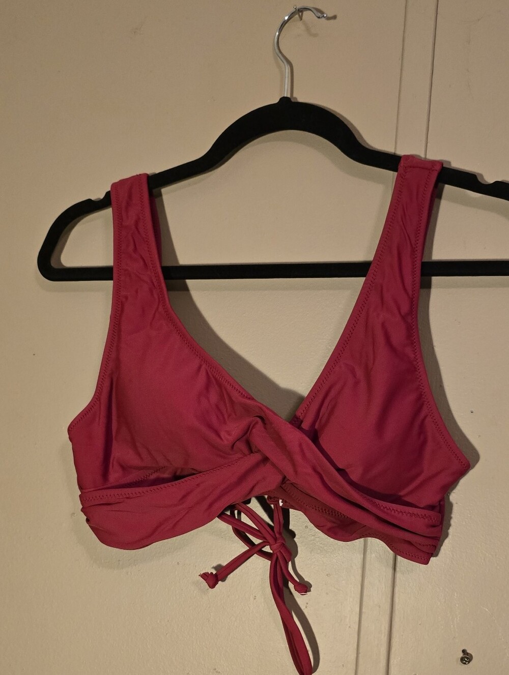 Twist-Front Bikini Top in Wine